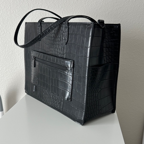 BEIS Black Croc-Embossed Work Tote - Picture 4 of 7